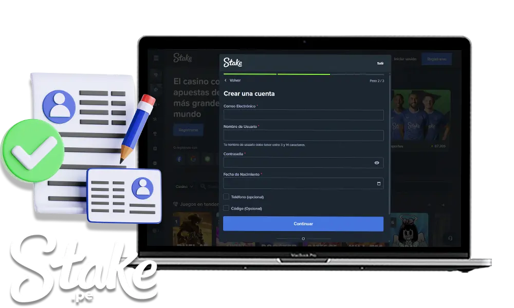 Registro en el casino Stake Perú